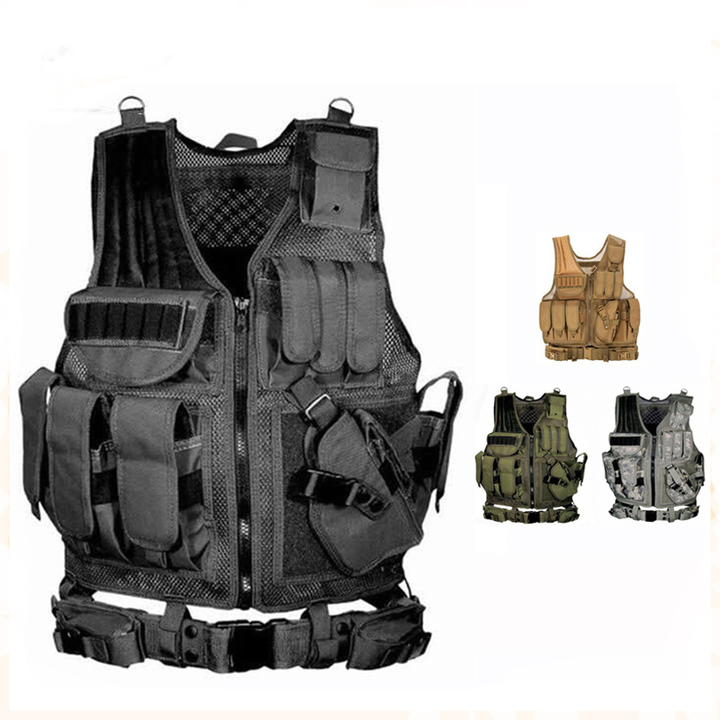 Hunting Outdoor Game - เสื้อกั๊กยุทธวิธีแบบปรับได้ Molle เสื้อเกราะป้องกันตัวสำหรับการรบ รปภ. ล่าสัตว์ กองทัพ