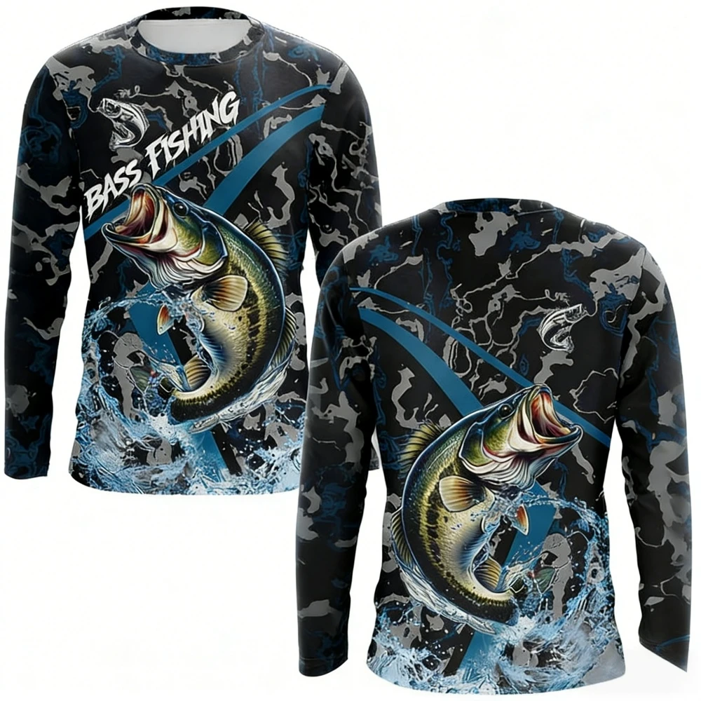Outdoor Hunting Prints - เสื้อตกปลาแขนยาวสำหรับผู้ชาย ป้องกันแสงแดด UPF แห้งเร็ว น้ำหนักเบา ระบายอากาศได้ดี