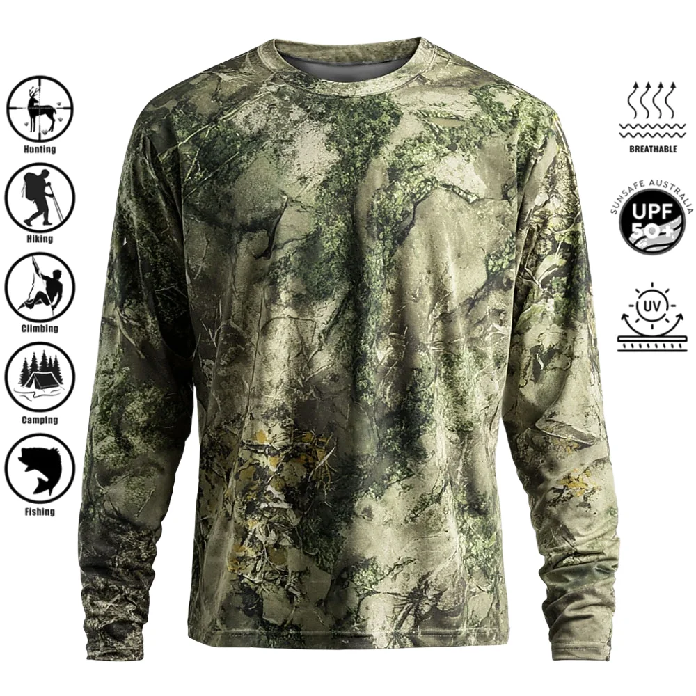 เสื้อยืดแขนยาวผู้ชาย โพลีเอสเต - Outdoor Hunting Prints บทวิจารณ์และราคา