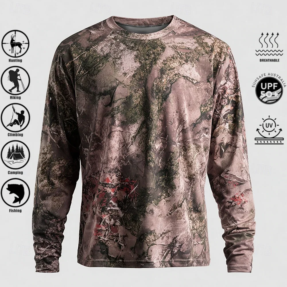 เสื้อยืดแขนยาวผู้ชาย โพลีเอสเต - Outdoor Hunting Prints บทวิจารณ์และราคา